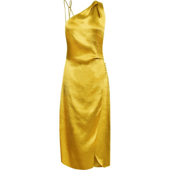 Reiss Positano Strappy Back Dress in Gold